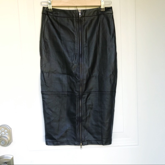 One Way Dresses & Skirts - NWT Faux leather pencil midi skirt w/ zipper slit